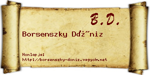 Borsenszky Döniz névjegykártya